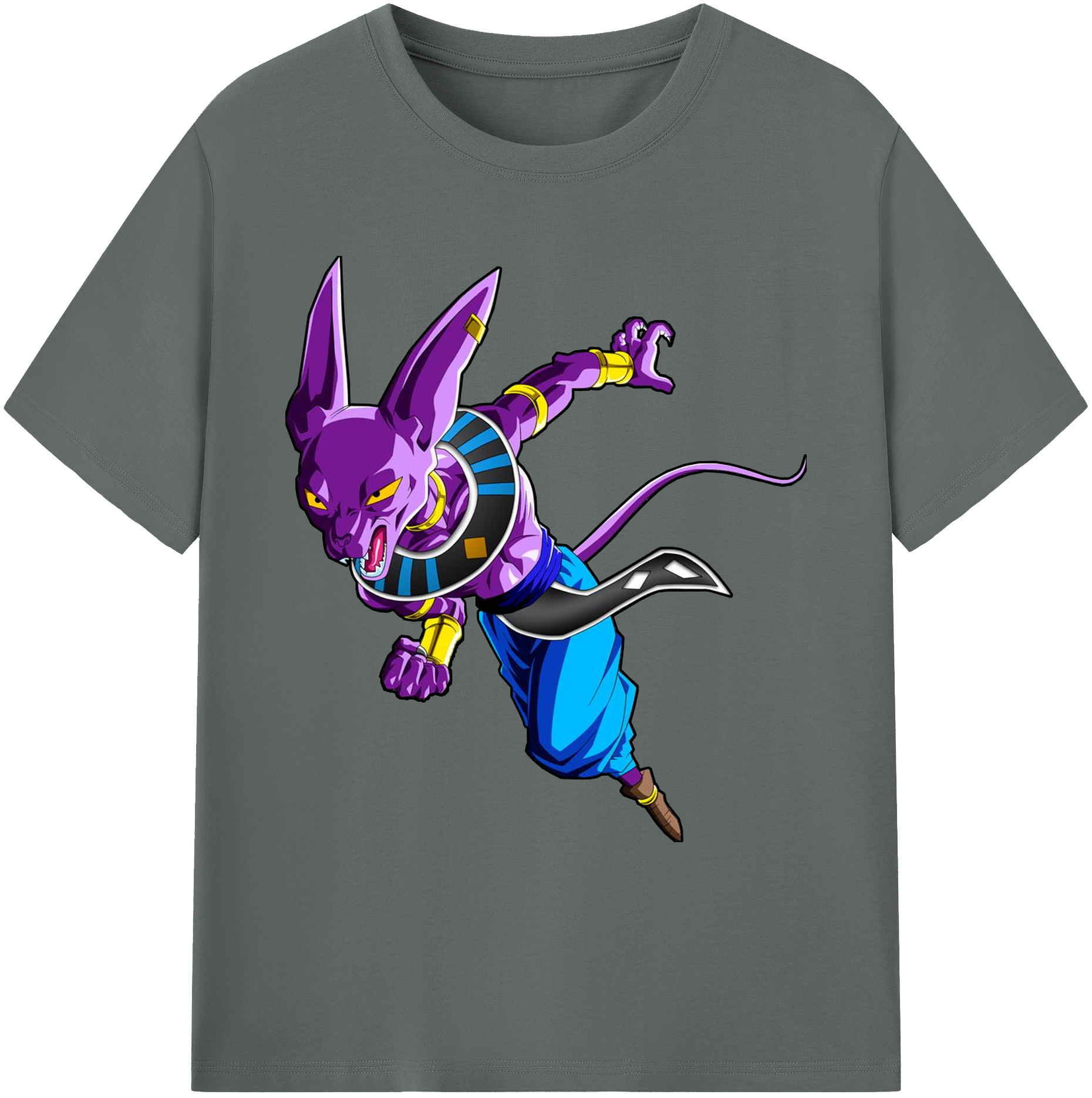 （画像用） ドラゴンボール ビルス 破壊神ビルス DRAGON BALL Beerus Birusu 綿100％ メンズ半袖Tシャツ｜肌触りやわらか＆通気性